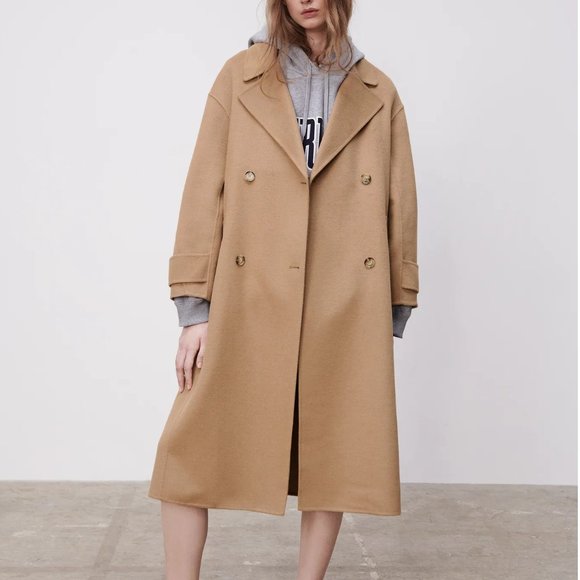 Zara Wool Blend Oversized Belted Coat - Picture 11 of 14